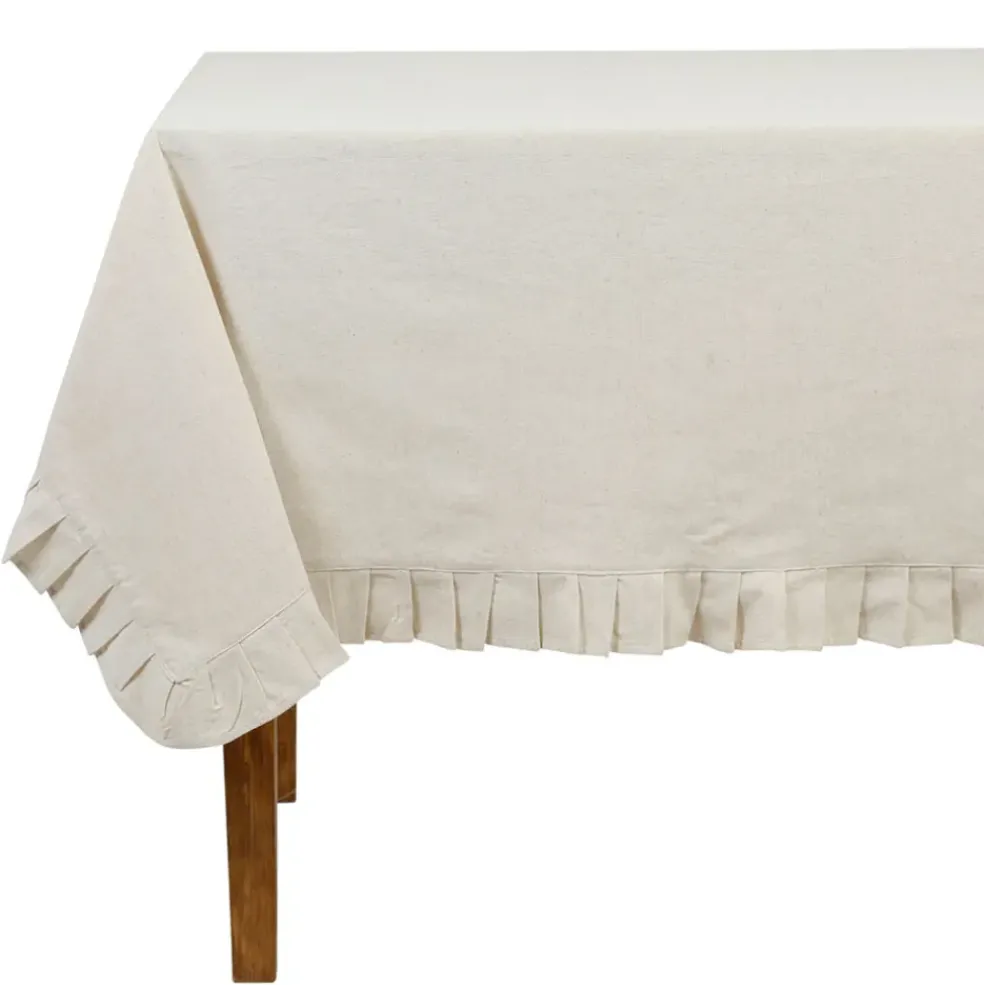 Nappe rectangle chambray naturel 250x160cm en coton et flex