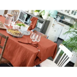 Nappe rectangle en gaze de coton unie terracotta 150x250cm - Gaia