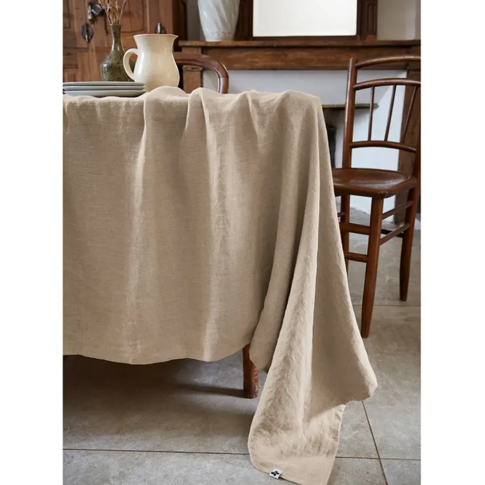 Nappe rectangle en lin lavé sable 170x250cm - Soline