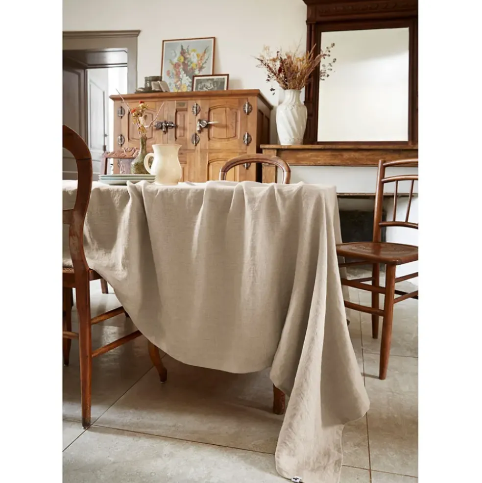 Nappe rectangle en lin lavé sable 170x250cm - Soline