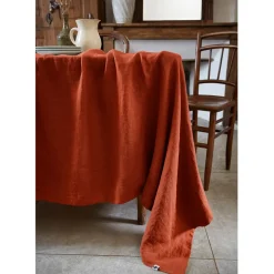 Nappe rectangle en lin lavé paprika 170x250cm - Soline