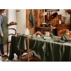 Nappe rectangle en lin lavé thym 170x250cm - Soline
