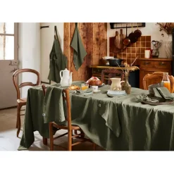 Nappe rectangle en lin lavé thym 170x250cm - Soline
