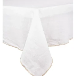 Nappe venise blanc 160x160cm en lin lave