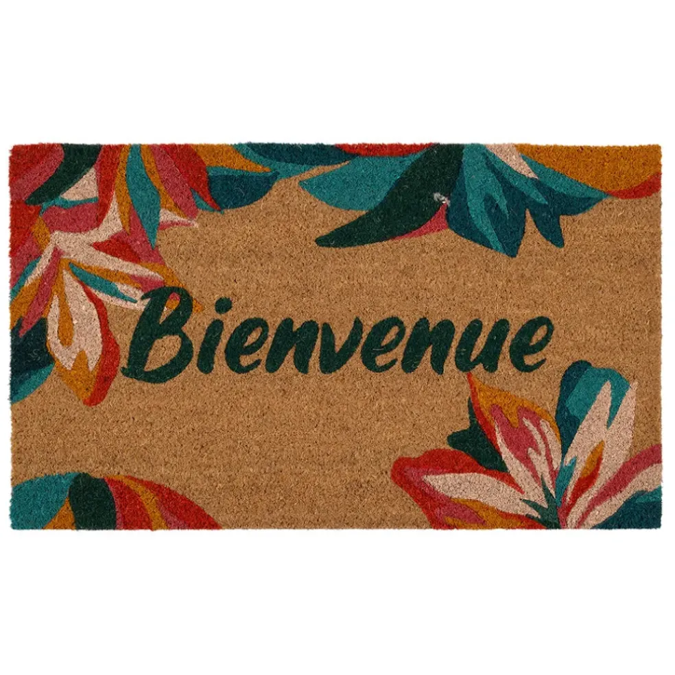 Paillasson bienvenue en coco multicolore 73x43cm - Allegra