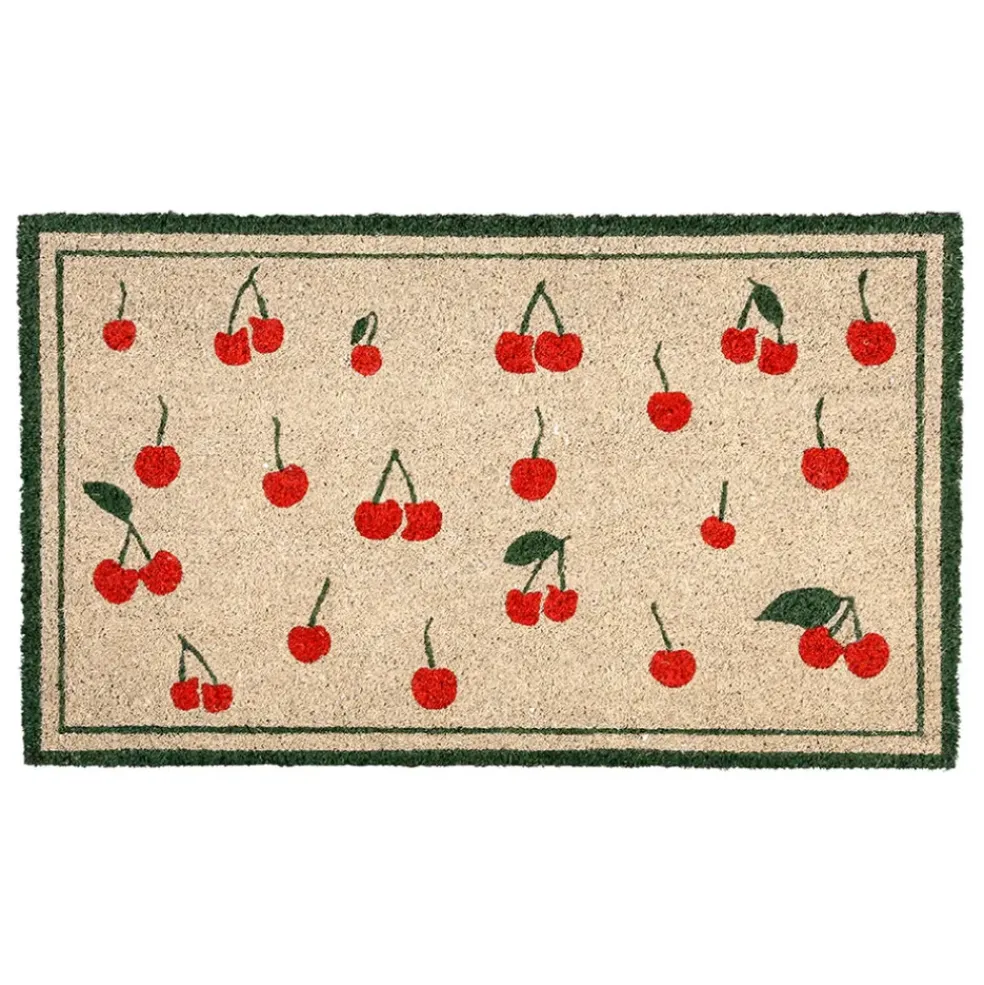 Paillasson cerise en coco gris et rouge 73x43 - Cerise