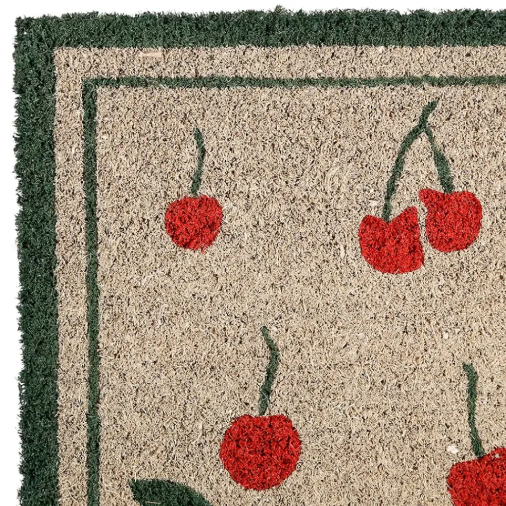 Paillasson cerise en coco gris et rouge 73x43 - Cerise