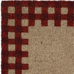Paillasson damier naturel et rouge 73x43cm en coco - la campagne
