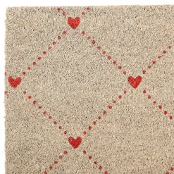 Paillasson en coco naturel et rouge 73x43cm - P'tit Cœur