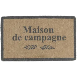 Paillasson maison de campagne naturel et gris en coco