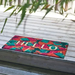 Paillasson "hello" en coco multicolore 73x43cm - Seguia