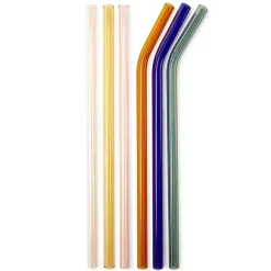 Pailles en verre reutilisables colorees
