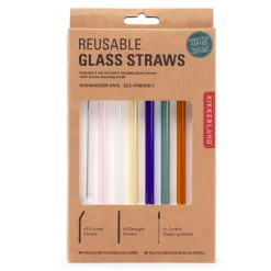 Pailles en verre reutilisables colorees