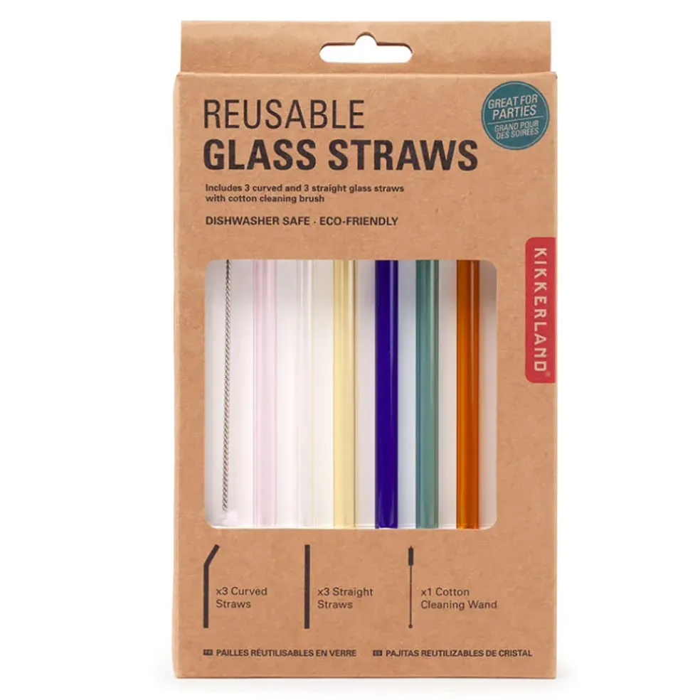 Pailles en verre reutilisables colorees