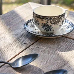 Paire tasse et coupelle café en faïence noir 22cl - Lison
