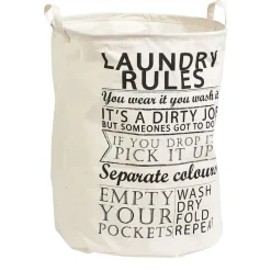 Panier à linge « règles blanchisserie » en toile