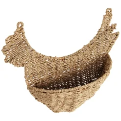 Panier mural poule en jonc de mer naturel 42x38cm - Chaumière