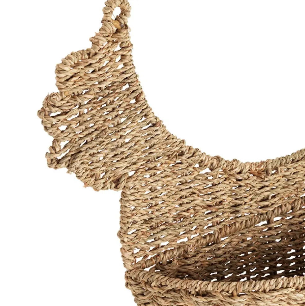 Panier mural poule en jonc de mer naturel 42x38cm - Chaumière