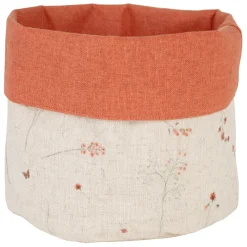 Panière à pain en coton beige et rouge d15cm - Lucile
