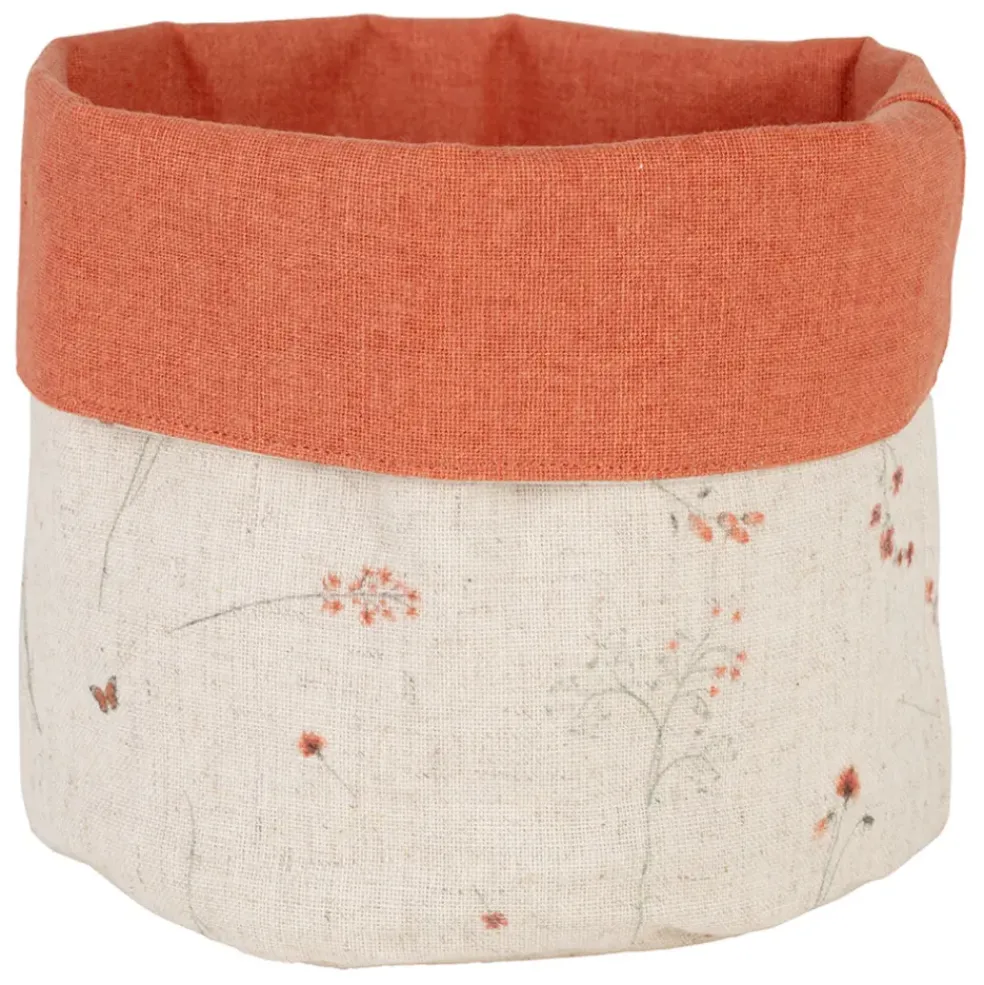 Panière à pain en coton beige et rouge d15cm - Lucile