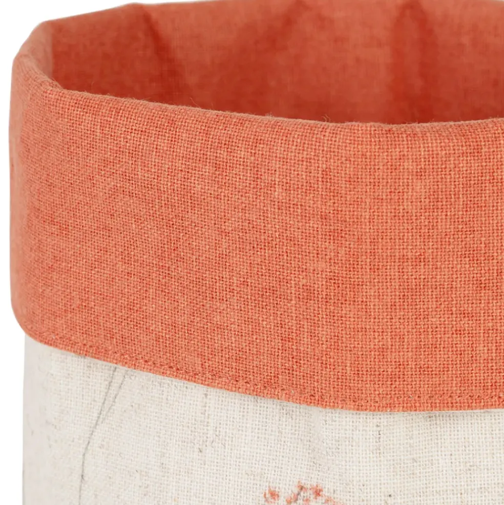 Panière à pain en coton beige et rouge d15cm - Lucile
