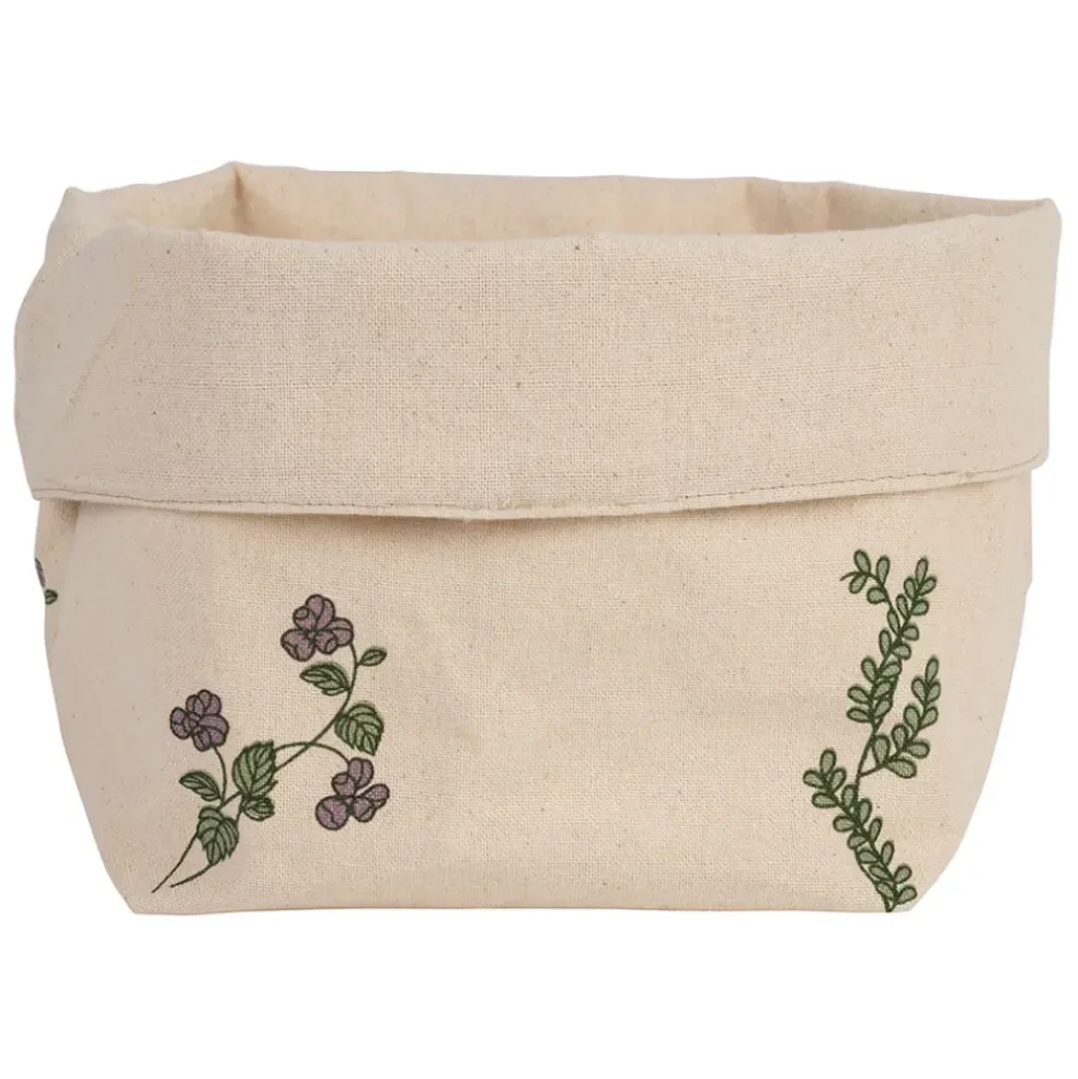 Panière à pain en coton naturel et vert d15cm - Juline