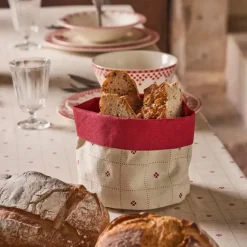 Panière à pain en coton rouge - P'tits Cœurs