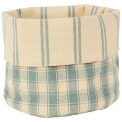 Panière à pain en coton vichy sauge d15cm - Campagne