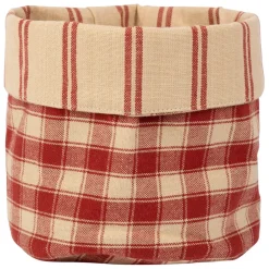Panière damier rouge d15xh18cm en coton - la campagne