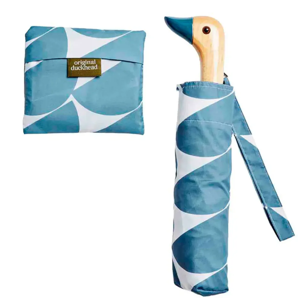 Parapluie compact manche tête de canard denim moon