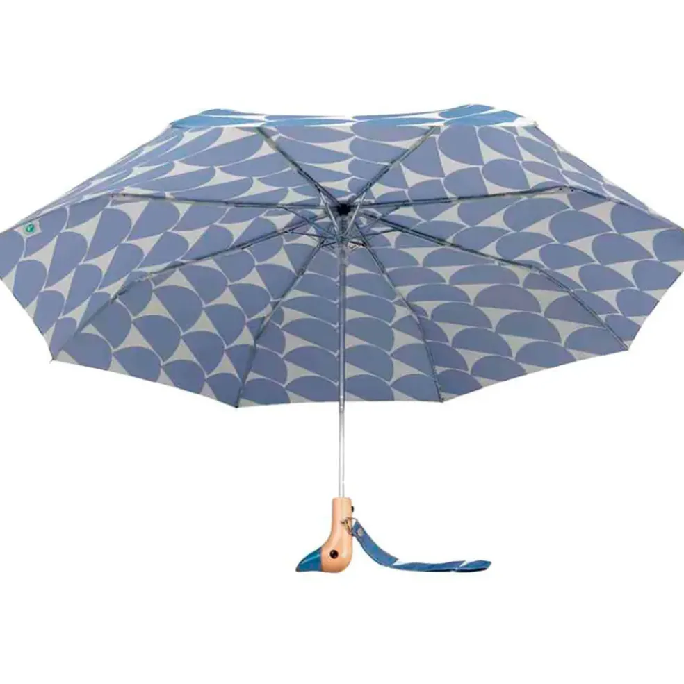 Parapluie compact manche tête de canard denim moon