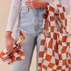 Parapluie compact manche tête de canard peanut butter checkers