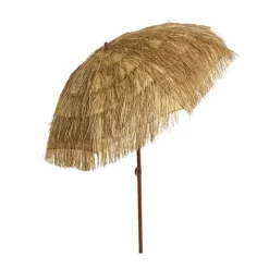 Parasol en paille inclinable avec manche en métal 210cm