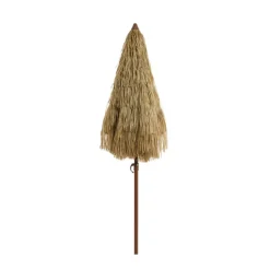 Parasol en paille inclinable avec manche en métal 210cm