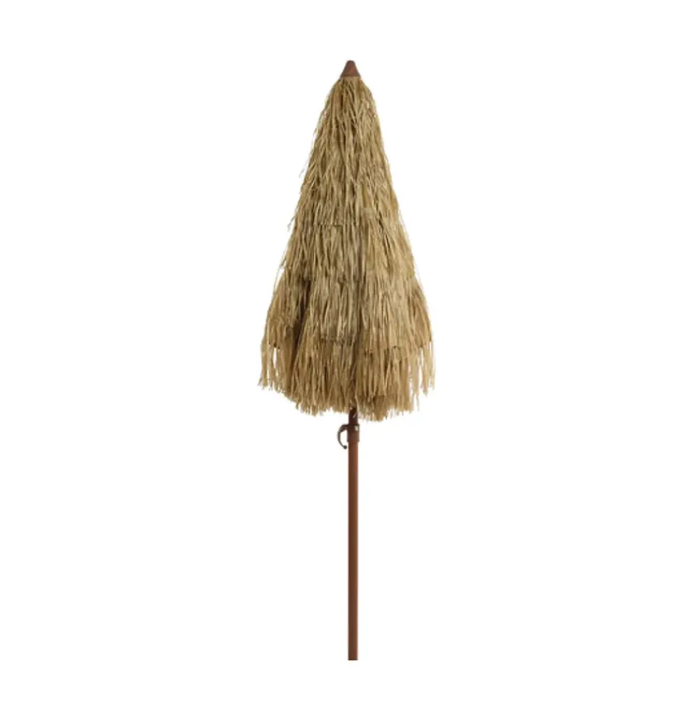 Parasol en paille inclinable avec manche en métal 210cm