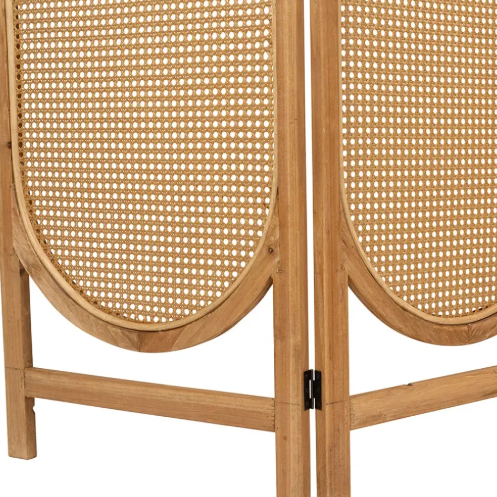 Paravent en sapin et rotin naturel 150xh180cm - Balamea