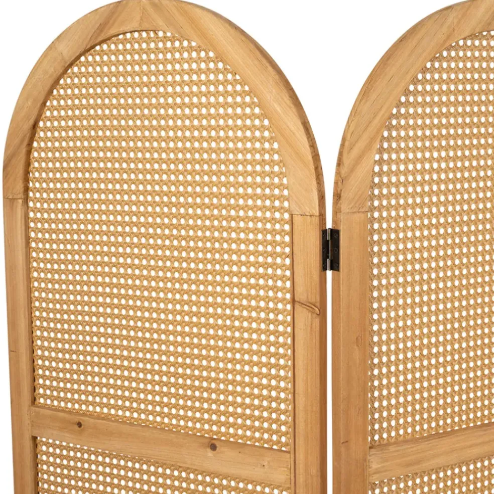 Paravent en sapin et rotin naturel 150xh180cm - Balamea