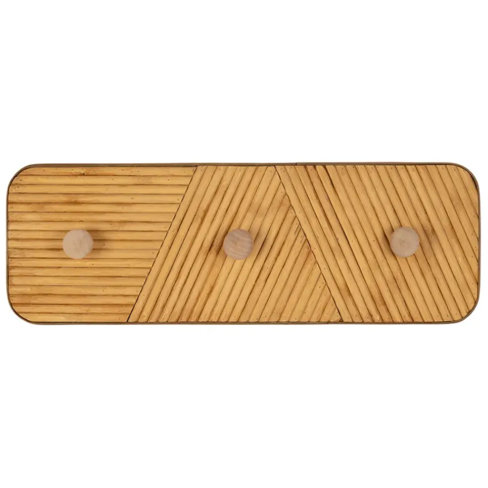 Patere 3 crochets en bambou et sapin naturel - Saori