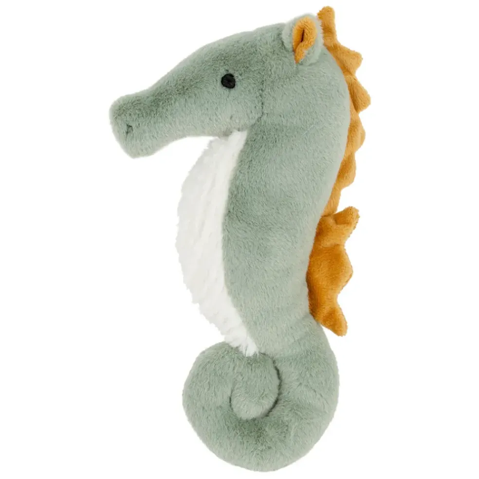 Peluche hippocampe en tissu vert