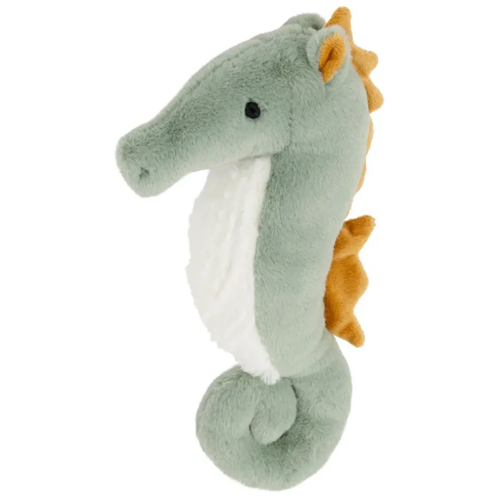 Peluche hippocampe en tissu vert