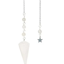 Pendule hexagonal en cristal de roche et charm étoile