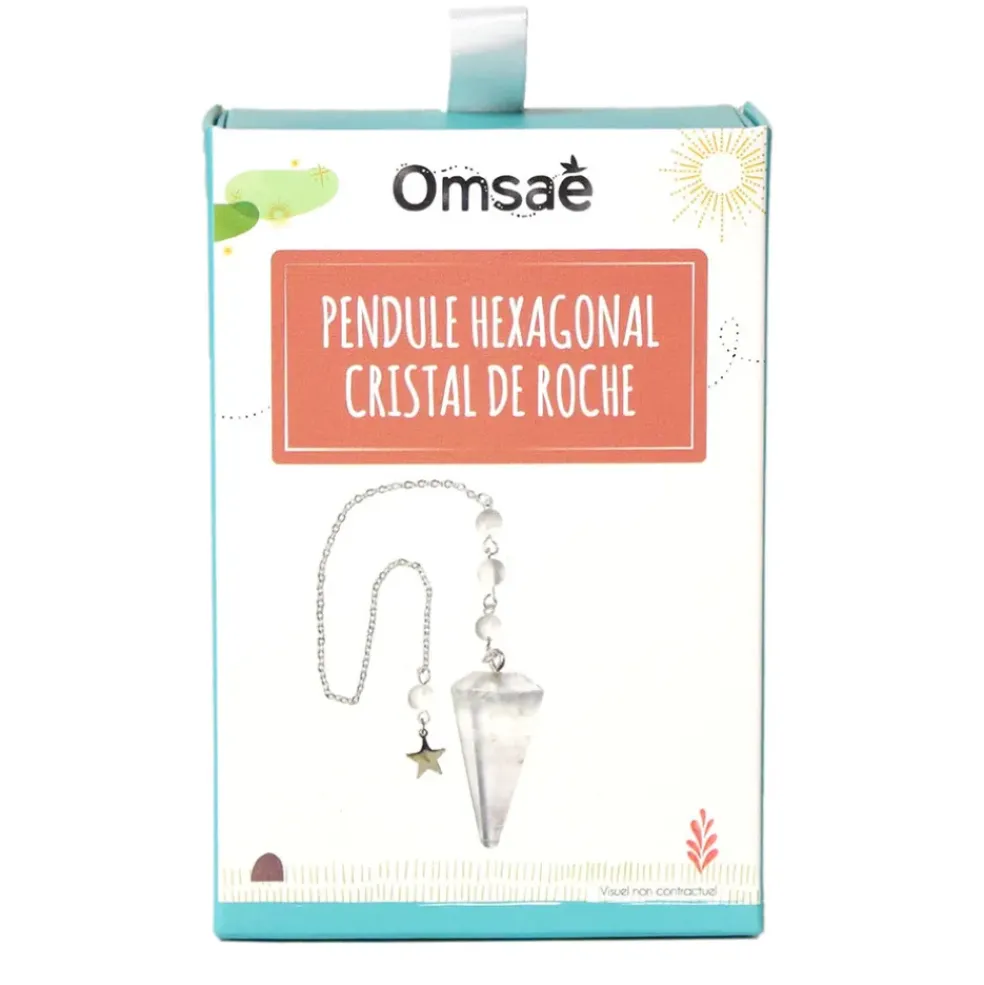 Pendule hexagonal en cristal de roche et charm étoile