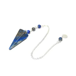 Pendule hexagonal en lapis-lazuli et charm fleur de vie