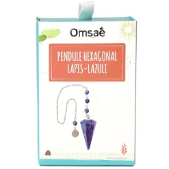 Pendule hexagonal en lapis-lazuli et charm fleur de vie