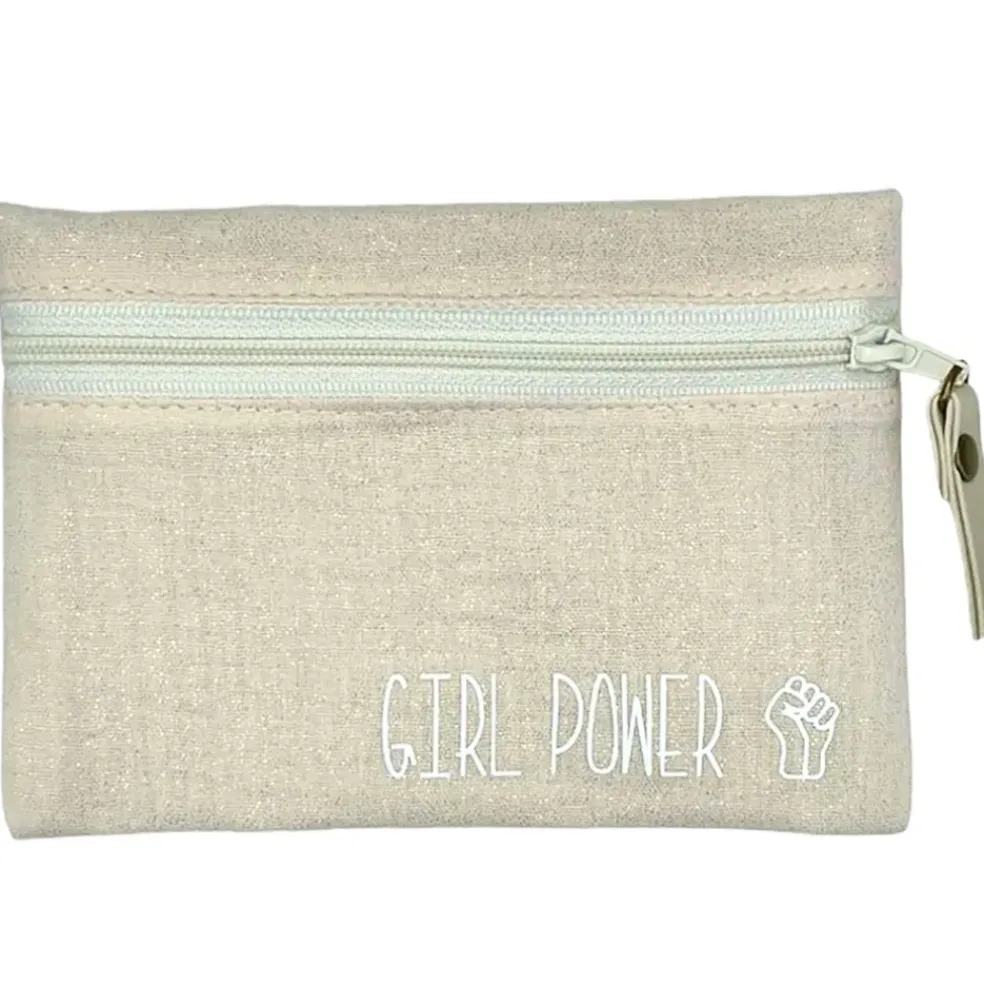 Petite pochette girl power scintillant écru