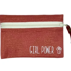Petite pochette girl power scintillante terracotta