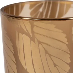 Photophore en verre et bois ambre d10cm - Noisetier
