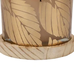 Photophore en verre et bois ambre d10cm - Noisetier