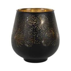 Photophore en verre noir mat et doré h9.5cm - Tropic Etoile