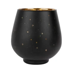 Photophore étoiles en verre noir mat et doré 9cm - Tropic Étoile